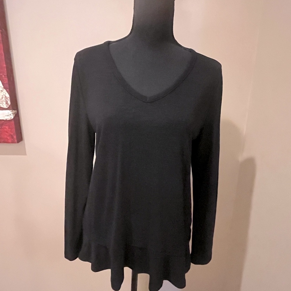 J Crew Mercantile Ling Sleeve Ruffle Hem Tee, size M
